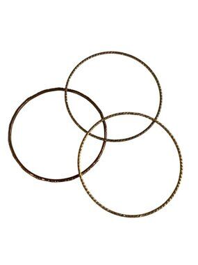 Set Of 3 Thin Textured Metal Bangles In Gold Bronze Tone Finish u